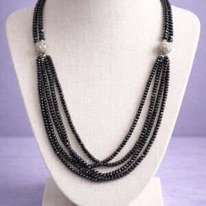 Susan Graver Black Iridescent Aurora Crystal Necklace – 2-in-1 (Retired/Vintage)